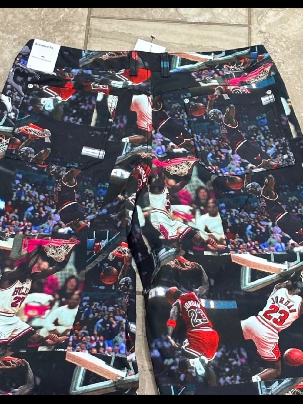 Jordan Flight Heritage All Over Photo Print Pants Mens 34 Black IQ5238-010 NEW